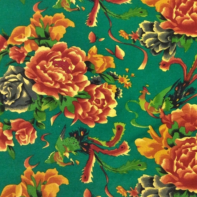 アジアン花布 L グリーン地にお花 大阪 堀江 ピサヌローク