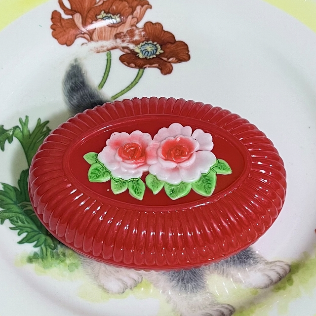 80sデッドストック石鹸ケース/紅い牡丹