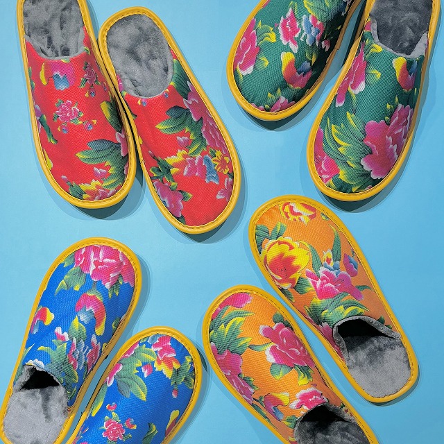 レトロチャイナ花布スリッパ/４色/3サイズ