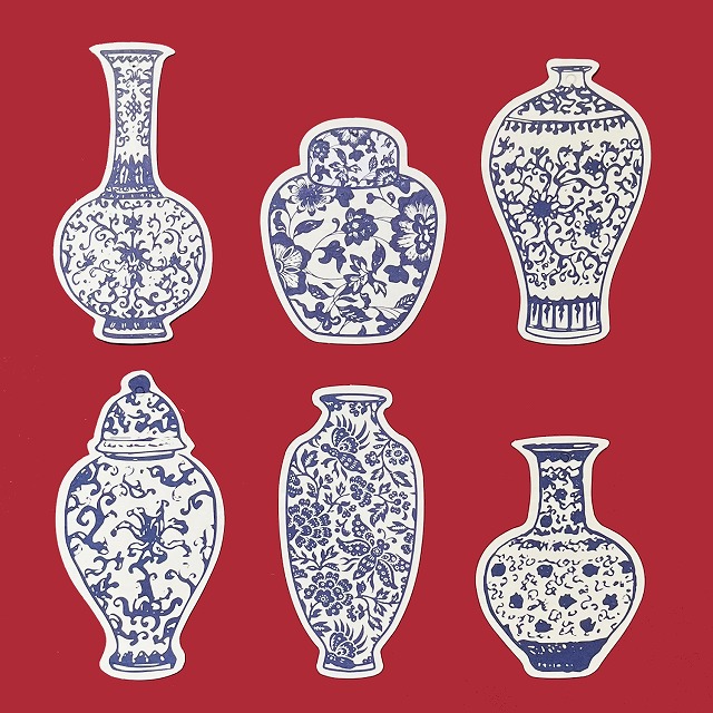 中国陶磁器メッセージカード/ギフトタグ/12枚セット